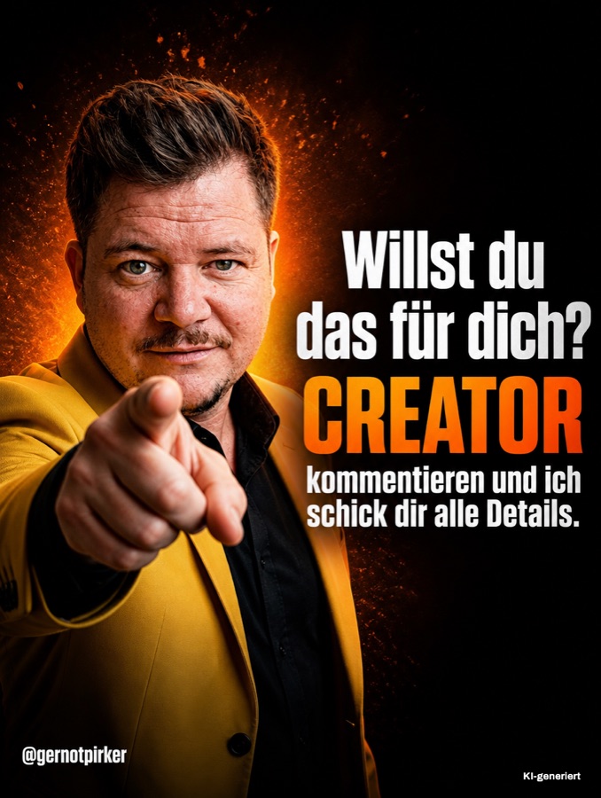 Gernot Pirker im senffarbenen Sakko zeigt in die Kamera: Willst du das fuer dich?